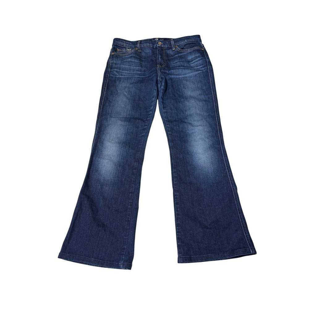 7 For All Mankind A Pocket Flare Jeans Dark Wash Blue Stretch Size 31X29‎